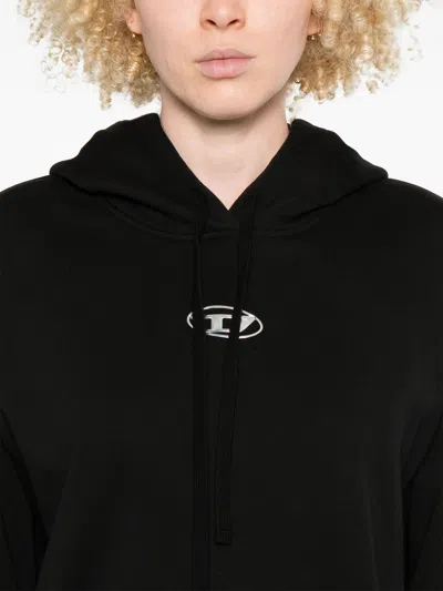 Diesel Logo-embroidered Hoodie In Black