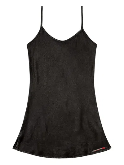 Diesel Logo-print Slip Dress In Black