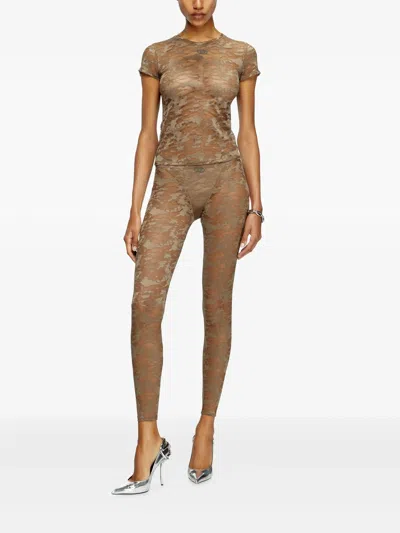 Diesel Camouflage Print T-shirt In Brown