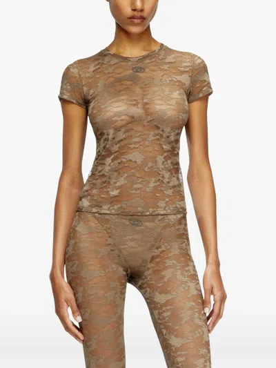 Diesel Camouflage Print T-shirt In Brown