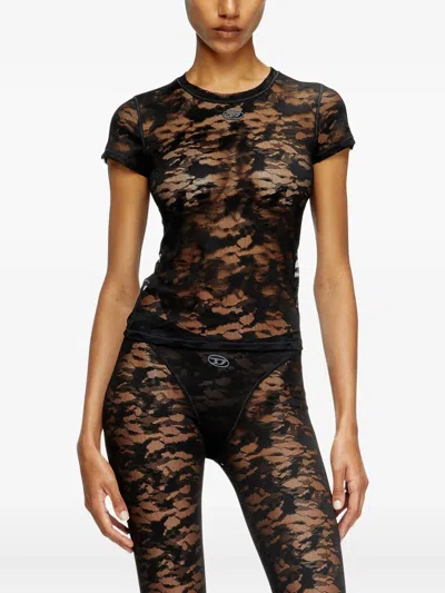 Diesel Camouflage Print T-shirt In Brown