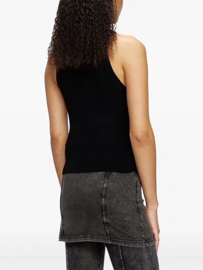 Diesel 'm-caddix' Black Top With Oval D Logo Plaque On The Front In Black