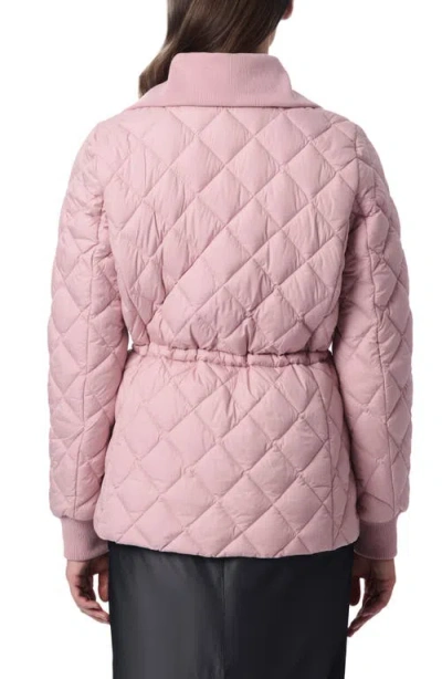 Bernardo Drawcord Waist Quilted Puffer Coat In Pink