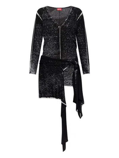 Diesel Tie-detail Asymmetric Dress In Black
