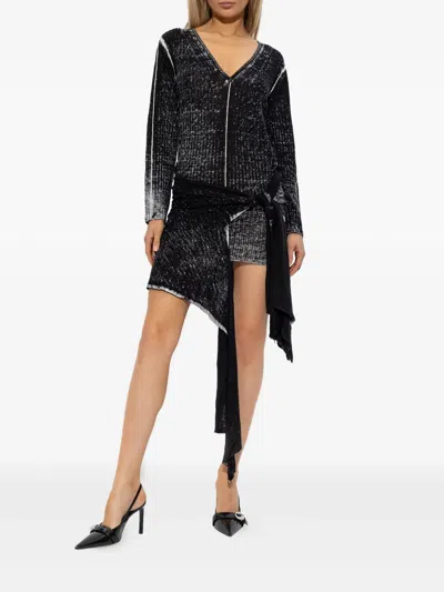 Diesel Tie-detail Asymmetric Dress In Black