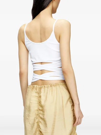 Diesel T-leya-tail Stretch Cotton Top In White
