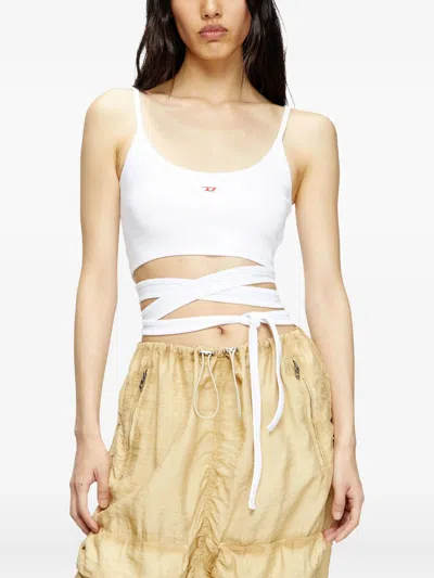 Diesel T-leya-tail Stretch Cotton Top In White