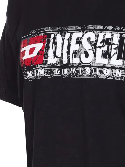 Diesel Men Crew-neck T-shirt With Print In Black