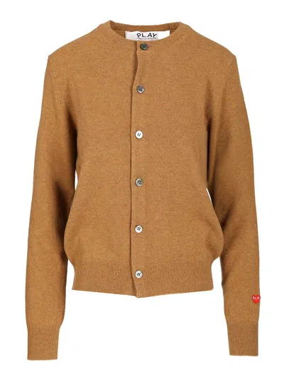 Comme Des Garçons Play Wool Cardigan Knitwear Beige In Brown