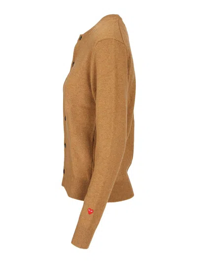 Comme Des Garçons Play Wool Cardigan Knitwear Beige In Brown