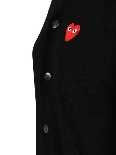 Comme Des Garçons Play Round-neck Cardigan Red Emmblem In Black