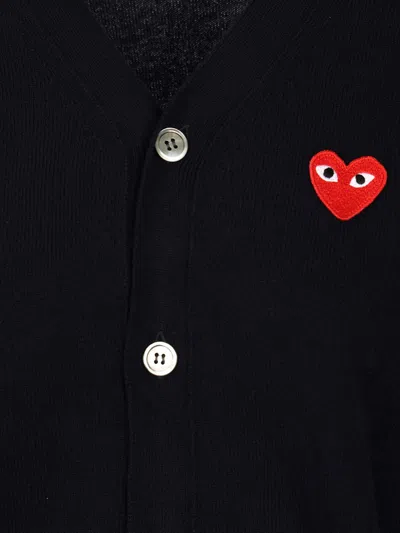 Comme Des Garçons Play Round-neck Cardigan Red Emmblem In Black