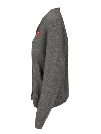 Comme Des Garçons Play Wool Cardigan Knitwear Grey In Gray