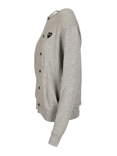 Comme Des Garçons Play Wool Cardigan Knitwear Grey In Gray