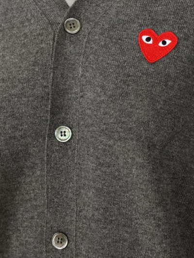 Comme Des Garçons Play Wool Cardigan Knitwear Grey In Gray