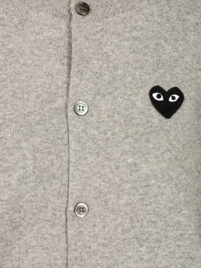 Comme Des Garçons Play Wool Cardigan Knitwear Grey In Gray