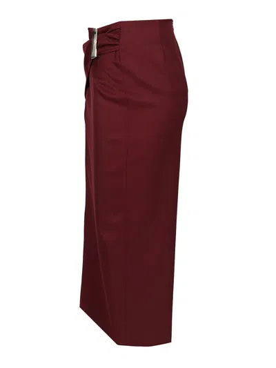 Attico Wool Gabardine Midi Skirt Skirts Bordeaux In Burgundy