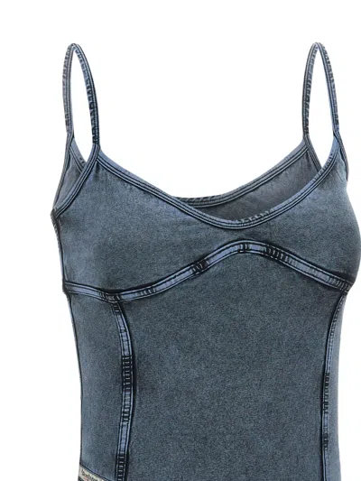 Diesel Womens 01a T-ony Denim-effect Stretch-cotton Jersey Cami Top In Blue