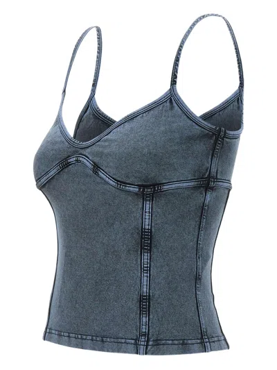 Diesel Womens 01a T-ony Denim-effect Stretch-cotton Jersey Cami Top In Blue