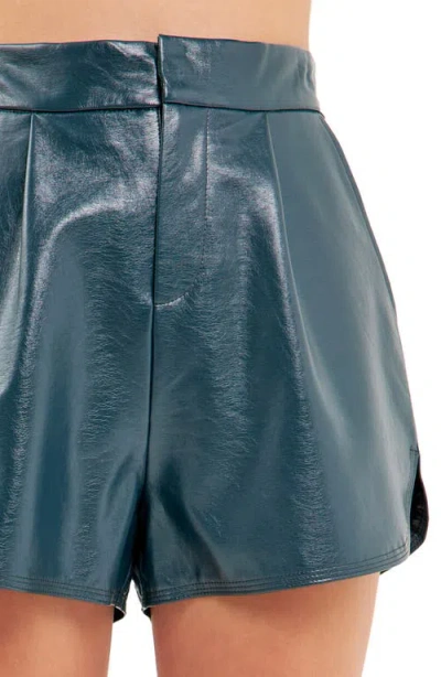 Grey Lab Shiny Faux Leather Shorts In Blue