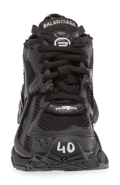 Balenciaga Men Runner Mesh And Leather Sneakers In Black
