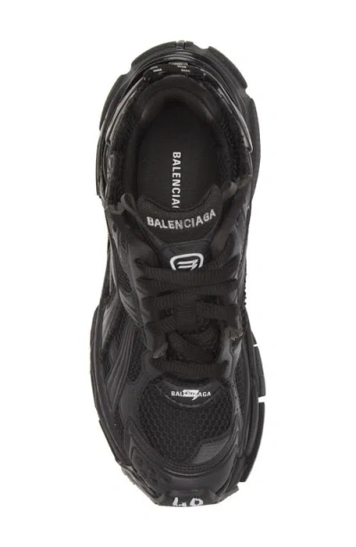 Balenciaga Men Runner Mesh And Leather Sneakers In Black