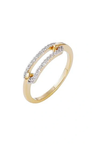 Adornia 14k Gold Plated Cubic Zirconia Link Ring In Gold