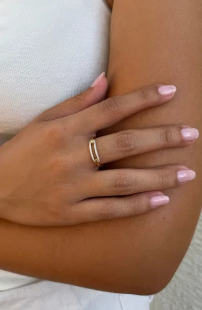 Adornia 14k Gold Plated Cubic Zirconia Link Ring In Gold