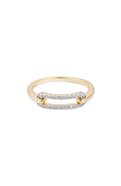 Adornia 14k Gold Plated Cubic Zirconia Link Ring In Gold