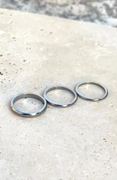 Adornia Tarnish Resistant Silver Stacking Band Set In Silver