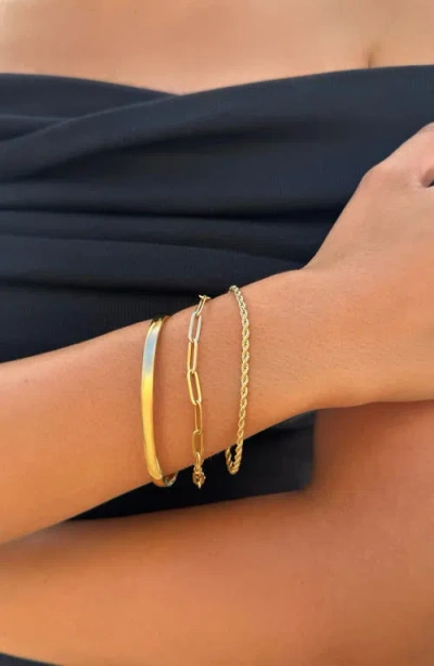 Adornia Tarnish Resistant 18k Gold Plated Cuff And Chain Bracelet Set In Gold