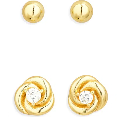Argento Vivo Set Of 2 Assorted Stud Earrings In Gold