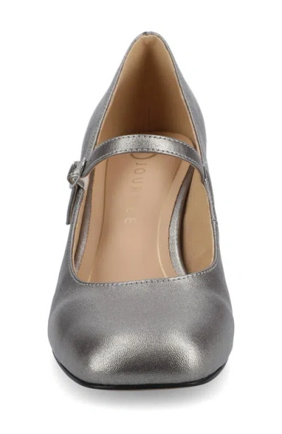 Journee Collection Okenna Womens Square Closed Toe Block Heel Pumps In Silver