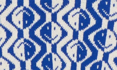 Mother Happy Face Stripe Crew Sweater In Blue