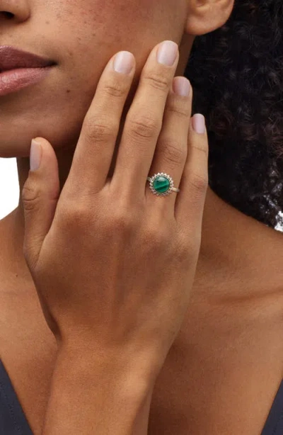 Frankie & Zoe Malachite & Diamond Ring In Gold