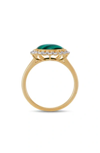Frankie & Zoe Malachite & Diamond Ring In Gold