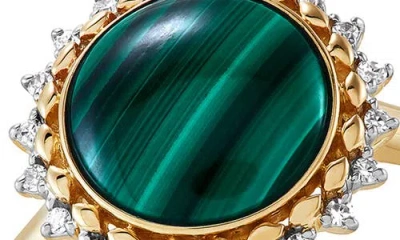 Frankie & Zoe Malachite & Diamond Ring In Gold