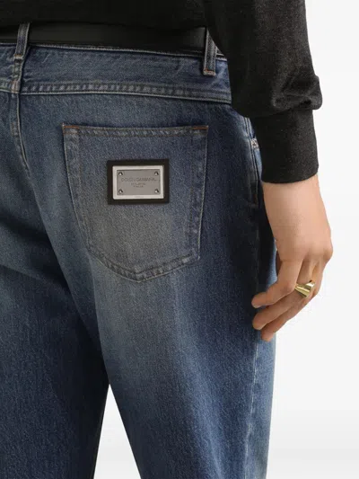 Dolce & Gabbana Distressed Faded Trousers Belt Loops In Blue