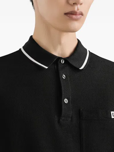 Dolce & Gabbana Polo Shirt In Piqué De Coton In Black