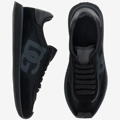 Dolce & Gabbana Dg Cushion Leather Blend Sneaker In Black