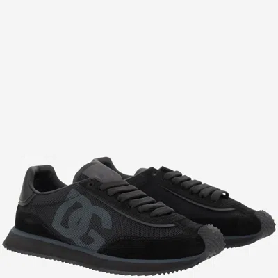 Dolce & Gabbana Dg Cushion Leather Blend Sneaker In Black