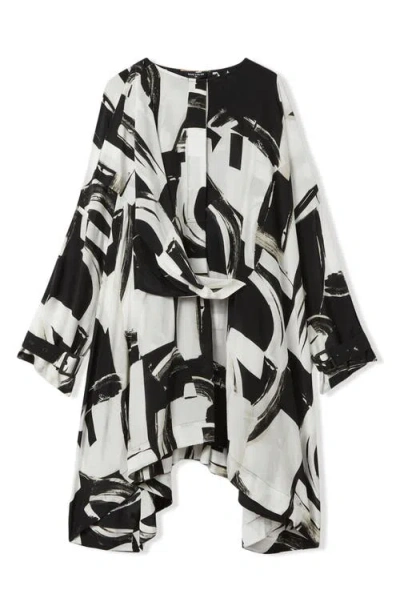 Reiss Lara Long Sleeve Button Front High-low Dress In Gray