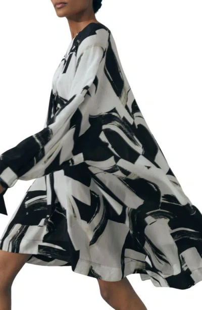 Reiss Lara Long Sleeve Button Front High-low Dress In Gray