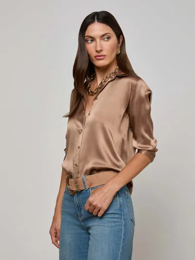 L Agence Ellah Silk Blouse In Brown