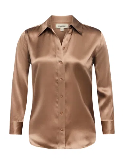 L Agence Ellah Silk Blouse In Brown