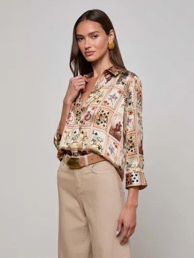 L Agence Dani Silk Blouse In Brown