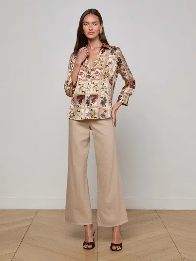 L Agence Dani Silk Blouse In Brown