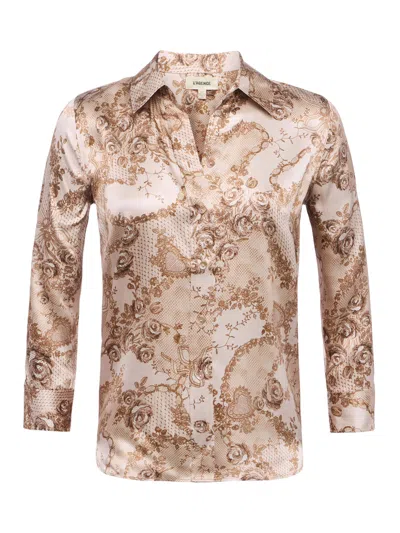 L Agence Dani Silk Blouse In Brown