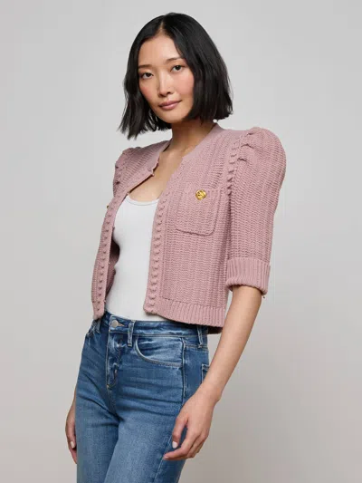 L Agence Delilah Cropped Cardigan In Pink
