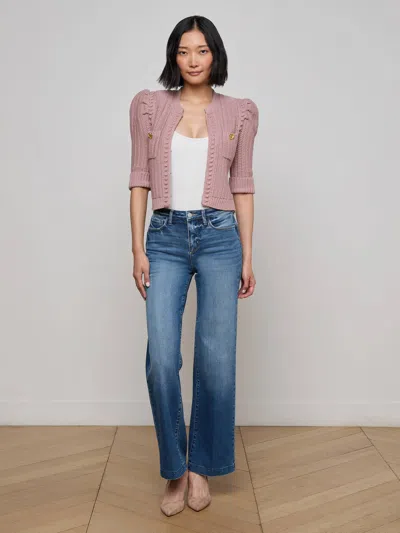 L Agence Delilah Cropped Cardigan In Pink